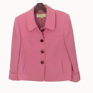 Tahari Pink Button Down Collared Blazer Jacket 8P